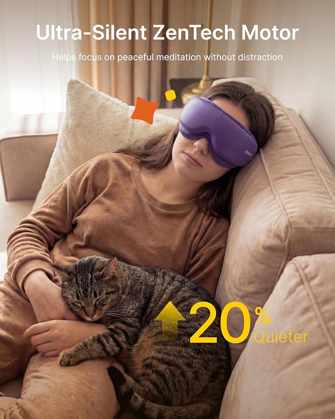 RENPHO & Headspace Eye Massager with Heat, FSA Eligible HSA, Mothers Day Birthday Gifts for Women Her, Ultra-Quiet Eye Massager with Meditation Music, Lightweight Migraine Relief Eye Mask Eyeris Zen