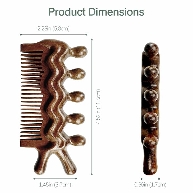 Wooden Massage Comb - Scalp, Neck, and Leg Acupressure Tool - Manual Head Massager for Men and Women