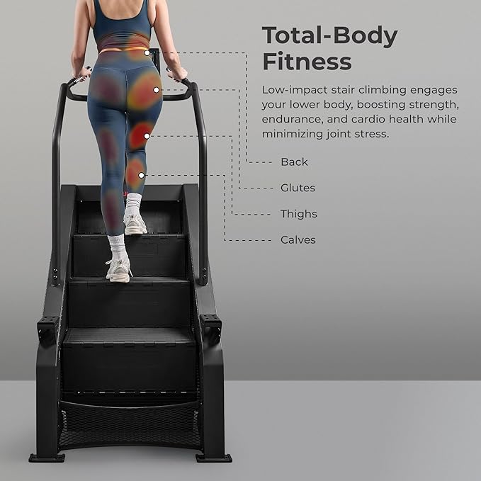 Sunny Health & Fitness Premium High-Intensity Smart Stepper Stair Climber, Commercial Grade, Cardio Workout Programs, Free SunnyFit App Bluetooth Connection, 350-400 LB Weight Capacity