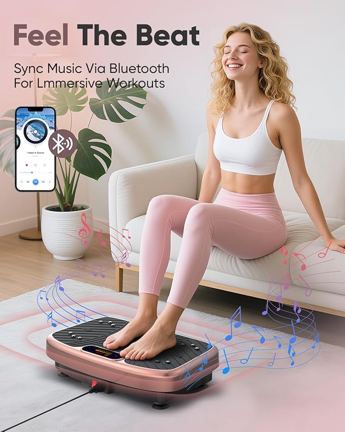 Vibration Plate Exercise Machine, Vibrating Plate Platform for Lymphatic Drainage with 200 Adjustable Speeds, Power Vibration Plate for Weight Loss & Fitness, Supports Weight 450 Lbs