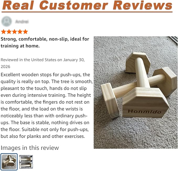 Wooden Parallettes 2 PCS Push Up Stand For Floor Calisthenics Bars Home, Handles Handstand Blocks Beech & Pine Wood Pushup Non-Slip Base Parallel Exercise Equipment For MenTrainers