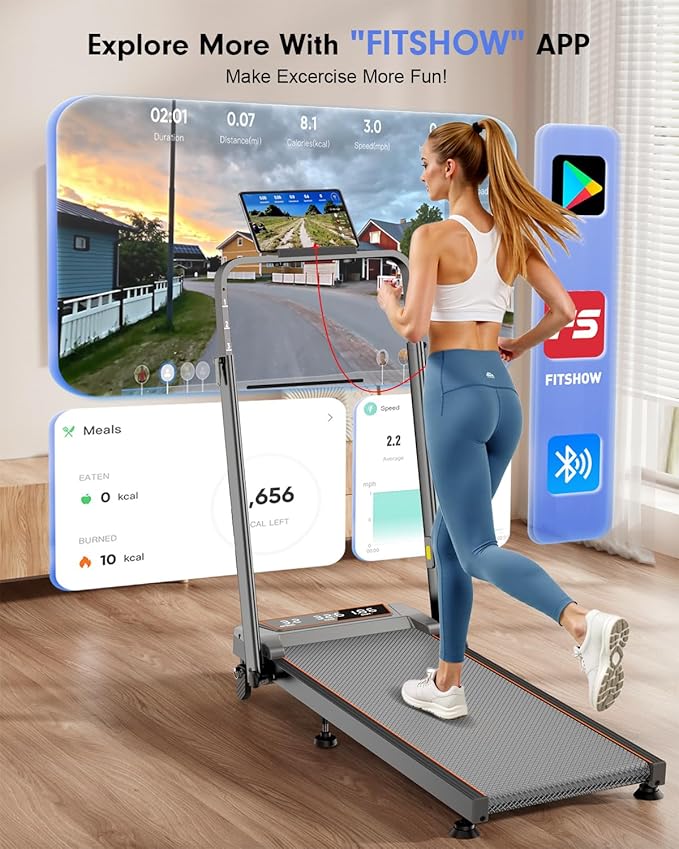Treadmill Walking Pad with 12% Incline & Height Adjustable Handle Bar, Trisomy 4 in 1 Walking Pad with Handle Bar, 350LBS Foldable Walking Pad Treadmill with Incline for Home, 3.5HP Small Treadmills