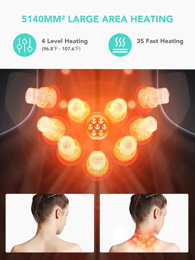 SKG Foldable Neck Massager for Pain Relief Deep Tissue Vibration Cordless Travel Massager,Portable 3D Neck Massager for Office Home Car Gifts for Men Women Dad Mom Grandpa