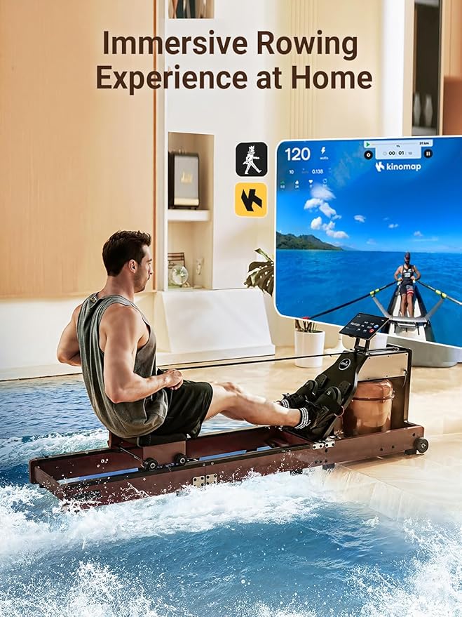 KINGSMITH Magnetic/Water Row Machine for Home Rower 331LB Weight Capacity, Folding Rowing Machine with LED Monitor, App Supported, Tablet Holder, Comfortable Seat, Trifold Home Rowing Machine