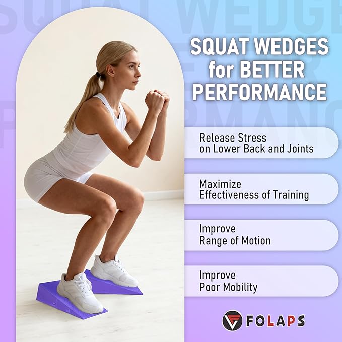 Squat Wedge Block with Guide for Heel Elevated Squat Weightlifting Slant Board for Squats with Carry Bag to Improve Mobility Balance and Strength Performance