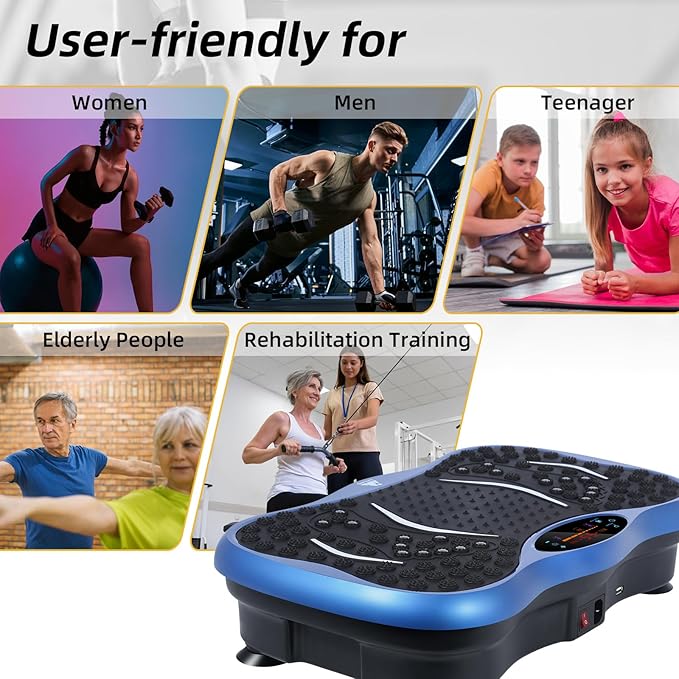 Himaly Vibration Plate Machine, Vibration Fitness Trainer with Bluetooth Speaker, 5 Program Modes, 2 Resistance Bands, Home Exercise Equipment for Fitness Body Toning