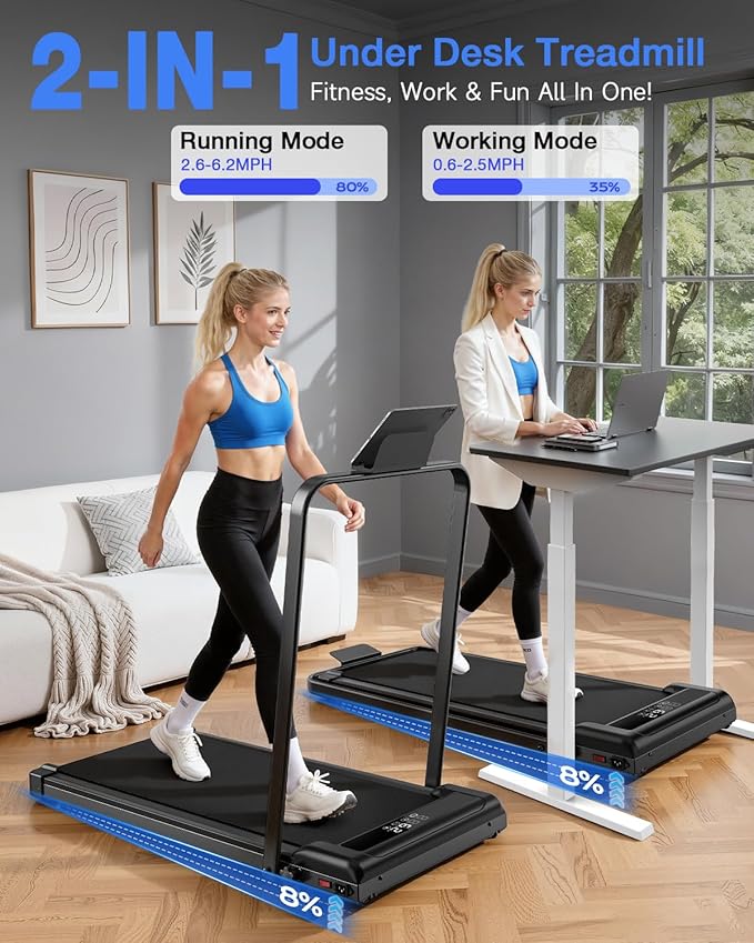 Incline Walking Pad with Handle Bars, 3.5HP Foldable Portable Treadmills for Home Office, Low Noise <40dB Under Desk Treadmill with 330LB Capacity, Wide Running Belt with Remote Control & LED Display