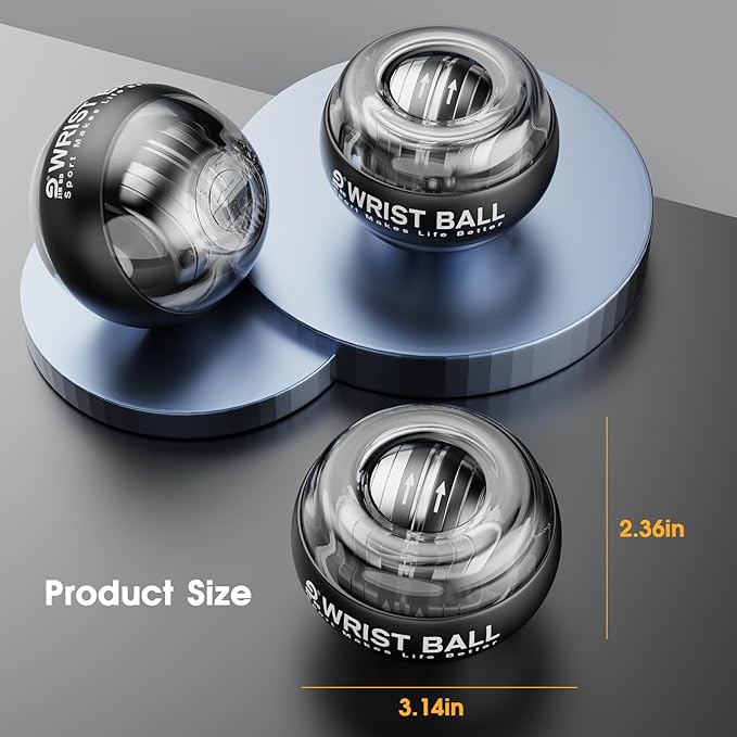 Wrist Trainer Ball Auto-Start Gyroscopic Forearm Exerciser Gyro Ball for Strengthen Arms, Fingers, Grip and Muscles