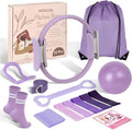Home Pilates Essentials Kit for Women,Pilates Equipment Set with 9 Inch Yoga Ball,Figure 8 Resistance Band,Pilates Bands & Accessories,Pilates Ring and Ball Set for Beginners Home Workouts