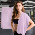 Sports Towel for Yoga & Running, 2-Pack Gym Towels (47"x16") - 100% Cotton, Super Absorbent & Fast Drying Sweat Towel for Workout, Tennis, Fitness & Shower, Ideal for Women & Men, Purple