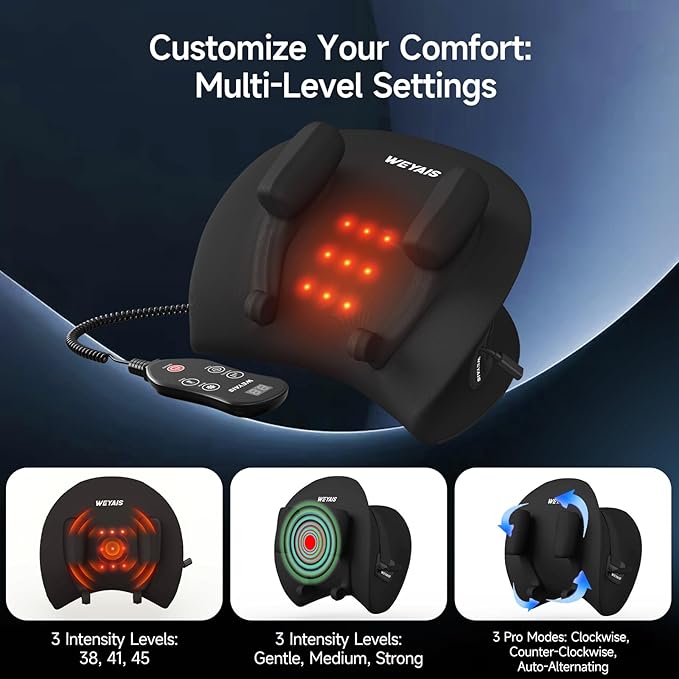 Neck Massager Pillow, Neck and Shoulder Relaxer with Heat, 3 Modes and Strengths, Neck Massager for Pain Relief Deep Tissue, Remote Control, Gift for Women Men Parents Christmas,Black