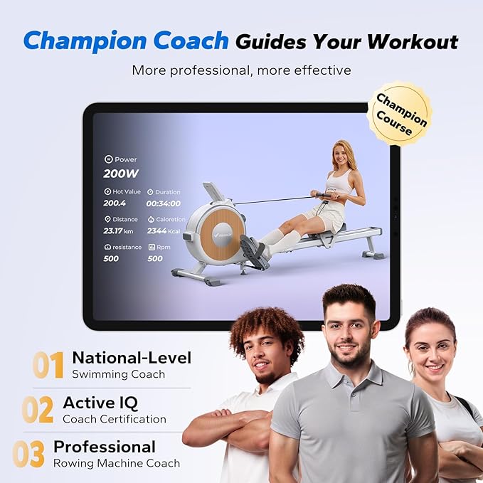 MERACH Rowing Machines for Home, Magnetic Rowing Machine with 16 Levels, Rower Machine of Quiet Resistance, Dual Slide Rail with Max 350lbs Weight Capacity, App Compatible