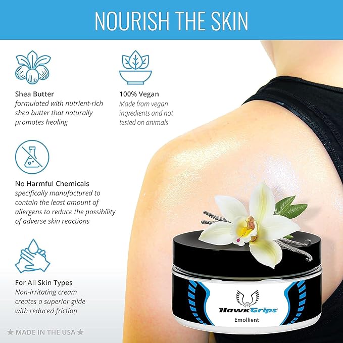 HawkGrips 8oz Massage Emollient, Vanilla, Emollient for IASTM and Massage, Soft Tissue Mobilization & Lubrication for Massage Therapy, Shea Butter, Oil Based, Vegan, Cream Alternative, Pack of 24
