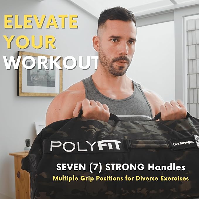 Polyfit Sandbag Pro - Workout Sandbag with Triple Closure Filler Bag and Reinforced Nylon Webbing - Sand Not Included - Multiple Colors & Sizes