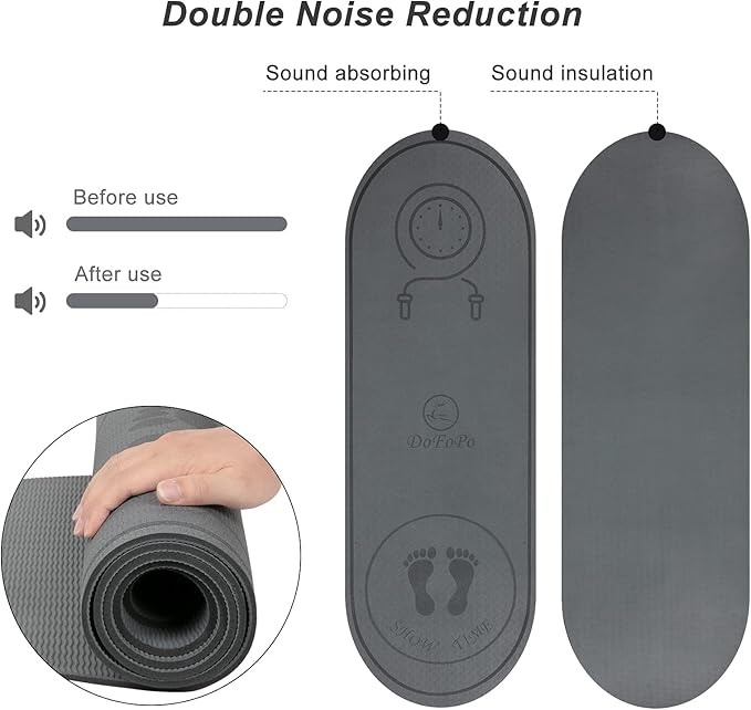 Jump Rope Mat 71"/63"x24" Larger Non-Slip Indoor Outdoor Exercise Fitness Mat, High-Density Workout Shock Absorption for Home Gym Flooring Concrete Jumping Rope