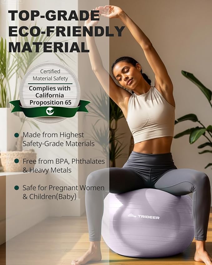 Trideer Exercise Ball Yoga Ball,Office Seating & Balance Ball Chair, Stability Ball for Pilates, Physical Therapy,Core Training & Balance Improvement & Stretching