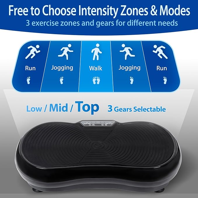 SUPER DEAL Pro Vibration Plate Exercise Machine - Whole Body Workout Vibration Fitness Platform Fit Massage Workout Trainer w/Loop Bands + Bluetooth + Remote, 99 Levels