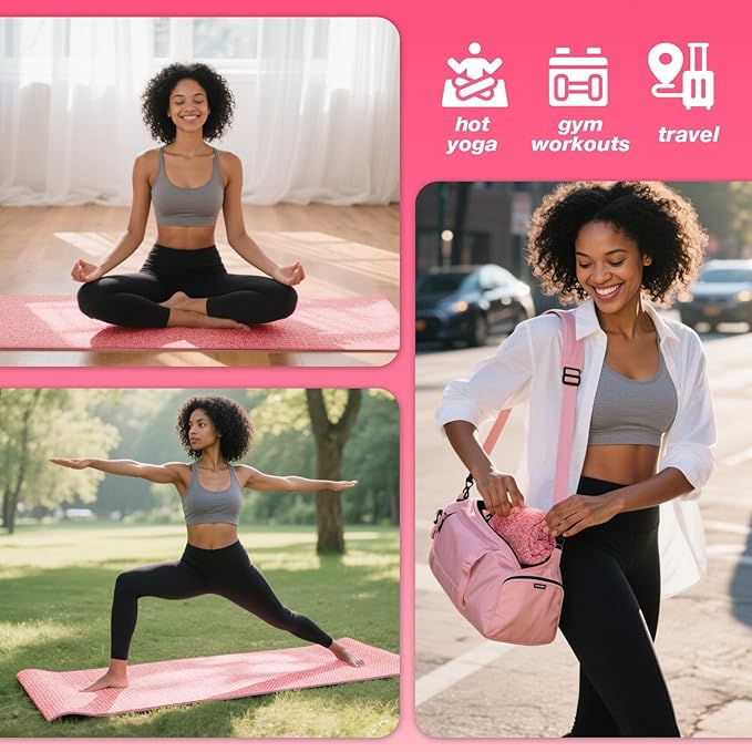 Hot Yoga Towel,Microfiber Yoga Mat Towels Non Slip for Hot Yoga Absorbent Microfiber Sweat Anti-Slip Cover,Bikram,Pilates,Exercise,Fitness 28 inch X 72 inch Pink 2 Pack
