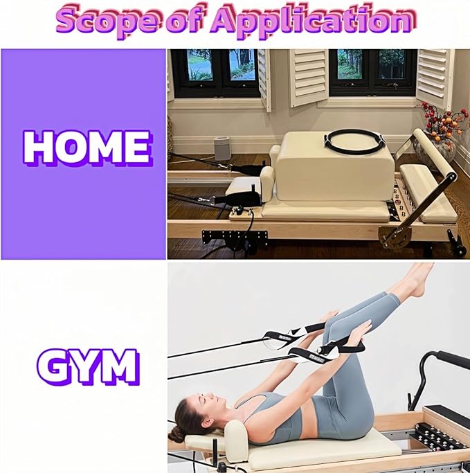 2-Pack Pilates Reformer Ropes Replacement Strap, Pilates Straps for Reformer Machine, Durable Yoga Fitness Equipment Accessory for Home Studio Use