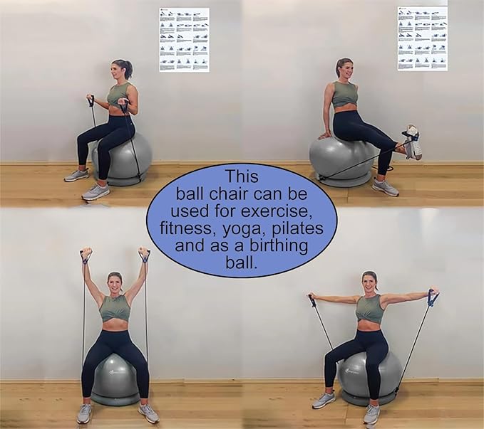 CMYUN Yoga Ball Chair Workout Ball Chair for Yoga/Fitness, Stability Ball Chair for Office Home Classroom, Pregnancy Ball Seat with Pump, Relieve Back Pain (Size : Diameter 75cm (29 1/2"))
