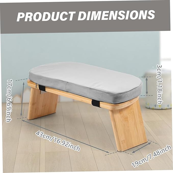 Meditation Bench, Bamboo Prayer Bench with Soft Cushion, Removable and Washable Meditation Stool with Fixed Snap Prayer, Stool, Cushion, Accessories