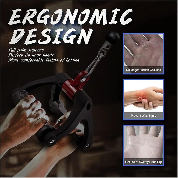 Ergonomics V-Shaped Handle LAT Pull-Down Fitness Equipment Accessory for Seated Rowing Back Biceps Strength Training T-bar