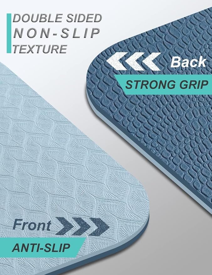 Yoga Mat Double-Sided Non Slip, 72'' x 32'' x 7mm - Extra Wide & Thick Yoga Mat for Women Men Kids, Professional TPE Yoga Mats for Home Workout, Yoga, Pilates and Floor Exercise, with Carrier Strap