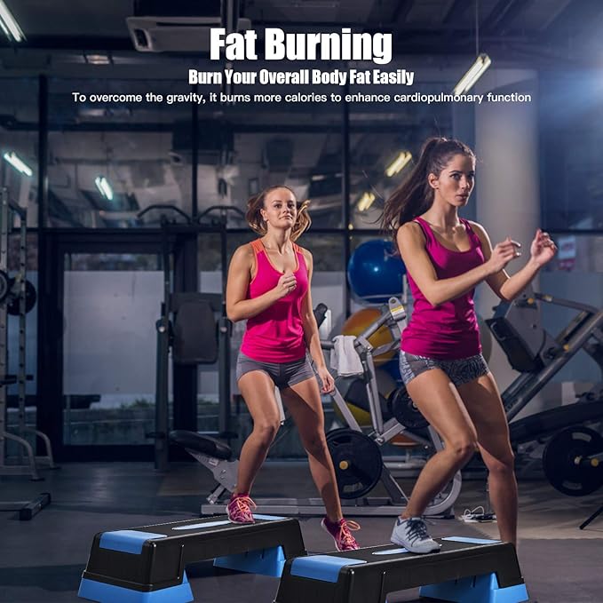 Aerobic Step Platform for Exercise w/Risers, Workout Step Height Adjustable 5"-7"-9", Fitness Step 450lbs Capacity, Non-slip Exercise Step Deck for Home/Gym