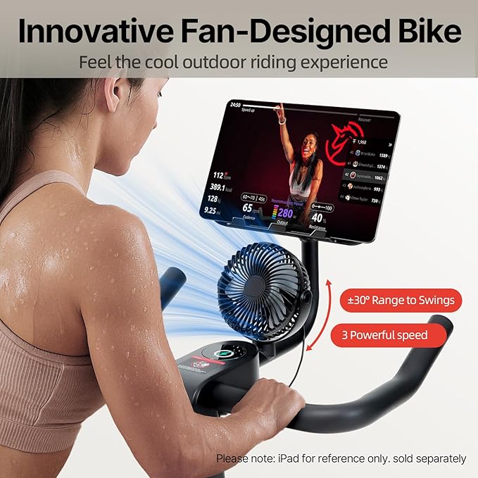 YESOUL Exercise Bike for Home, Self Powered Fan Stationary Bike with Dynamic LED Light Effects, Pro Livestreaming Classes, Smart Exclusive App, 300 LBS Magnetic Resistance Indoor Stationary Cycling Workout Bike for Home
