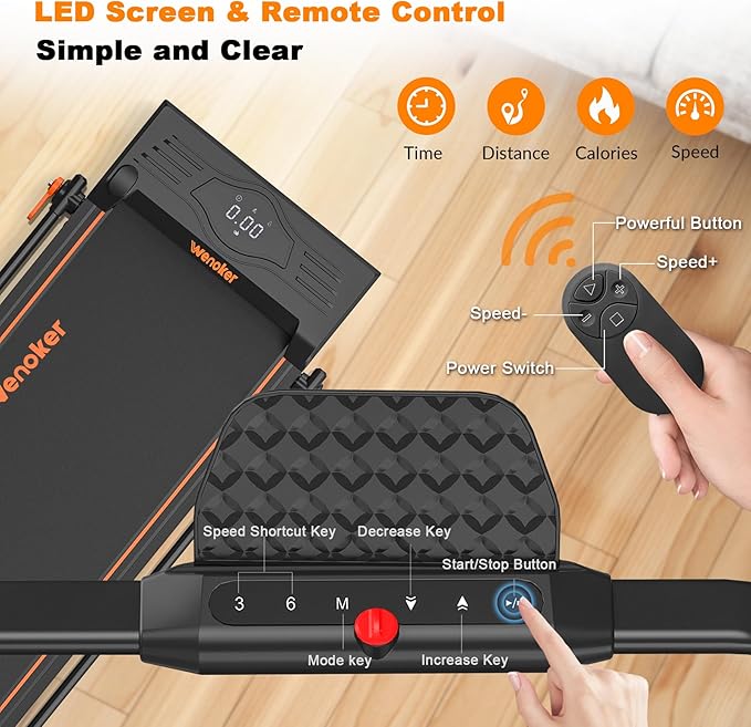 Walking Pad Treadmill, Under Desk Treadmill, Portable Treadmill for Home Office, Compact Quiet Desk Treadmill, Jogging Running Machine with Remote Control & LED Display, Installation Free