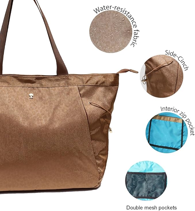 ESVAN Yoga Tote Bag for Women Shoulder Bags Drawstring for Office Workout Travel Carryall Pilates Gym and Beach
