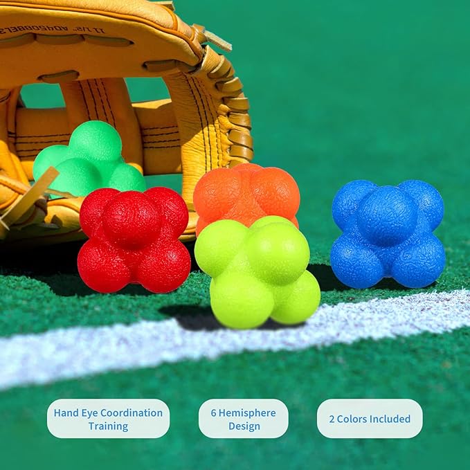 Toyvian 6 Pcs Agility Reaction Reflex Balls Bounce Ball Training Pack for Hand Eye Coordination Sports Workout Indoor Outdoor