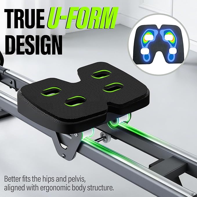 Rowing Machine Seat Cushion for Concept2 Rower | 4-Hole Ergonomic Pelvic Support Rowing Machine Cushion | 0.59in Thick Anti-Slip Rower Seat Pad, Breathable Rowing Machine Seat Cushion