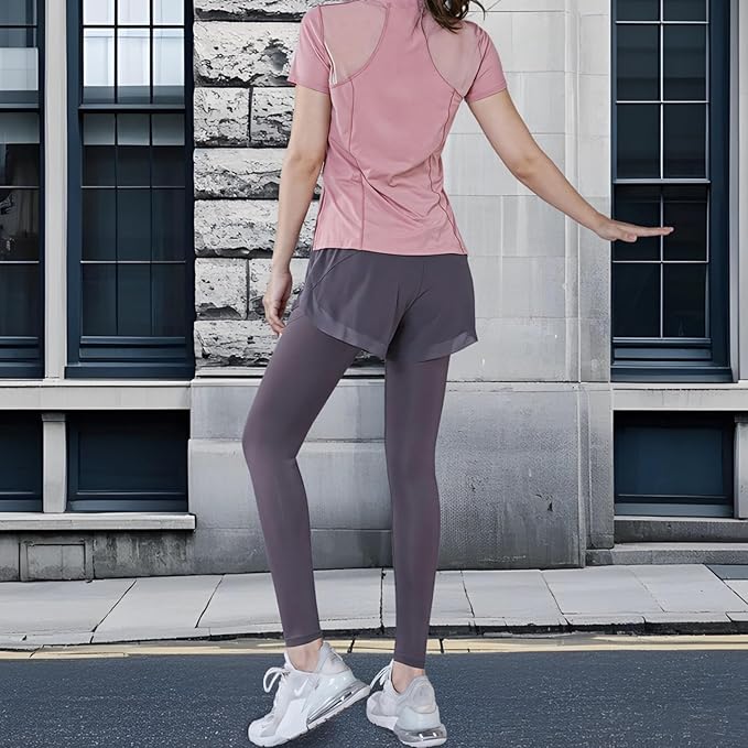 Women'S Pilates Outfit Set, Black, Stretchy Fabric, Short Sleeve Two Piece, Casual And Sports Xxl