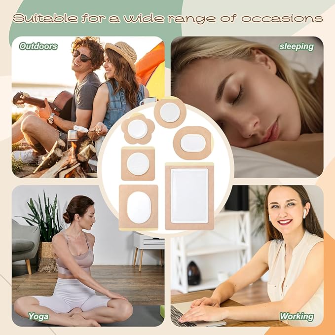 120 Pcs Disposable Castor Oil Patches Castor Oil Pack Wrap Self-Adhesive Patch Organic Cotton Pads for Belly Stomach Waist Neck Knee Button Various Styles Suitable for People of All Ages