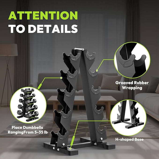 Dumbbell Rack A Frame Weight Rack Stand Dumbbell Weight Storage for Home Gym, Space-Saving Weight Stand for Home Gym