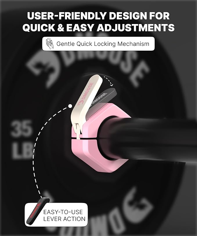 DMoose Fitness Barbell Clips 2 Inch (Pair) - Quick Release Olympic Barbell Clamps & Collars with Anti Slip TPR Grip for Secure Weightlifting and Powerlifting - Weight Clips for Bars at Home or Gym
