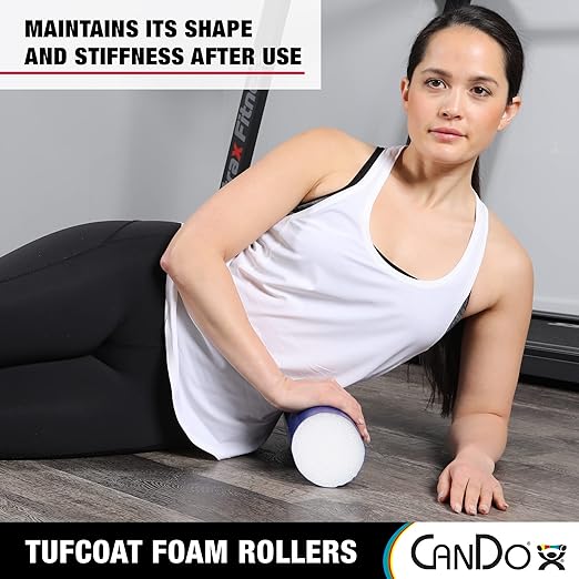 CanDo Premium TufCoat Blue Coated Foam Rollers for Muscle Restoration, Massage Therapy, Rehabilitation, Sport Recovery and Physical Therapy for Home, Clinic and Gym