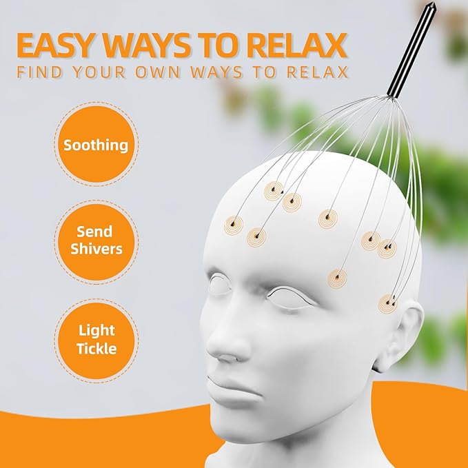 YEZY Head Massager 20 Fingers Head Scratcher Scalp Massager, Back Scratcher, Stocking Stuffers for Scalp Massage Back Massage (Black)