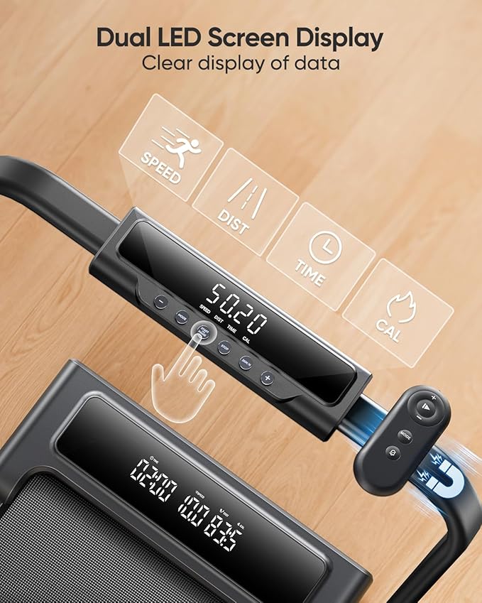 4 in 1 Walking Pad Treadmill with Incline and Handle, 2.5HP with Dual Display and Mute Control, Foldable Under Desk Treadmills for Home with App Bluetooth Folding Treadmill for Small Space
