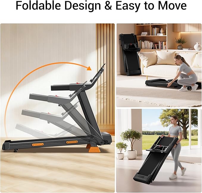 3-in-1 Foldable Treadmill with 15% Incline, Folding Treadmill with Handles, Portable Treadmills for Home and Office, 3.0HP Quiet Walking Pad with Three Screen Display, 300Lbs Capacity