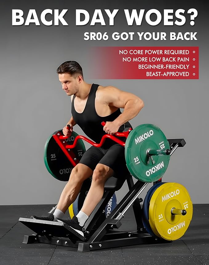Mikolo Linear Row Machine, Rowing Machine for Home with Plate-Loaded Smith Row, Linear Bearing Back Workout Equipment for Home Gym