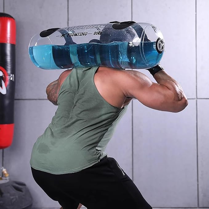 Portable Workout Water Bag Folding, Home Gym Weight Dumbbells Training Equipment, Clear Yoga Sandbag Tool with Pump, 10-35 Kg Sport Weights Bag (Color : 15kg)