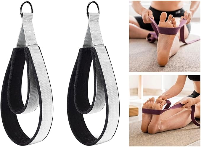2X Pilates Double Loop Straps D Rings Straps Handle Pilates Accessories Pilates Equipment Exercise for Improve Flexibility