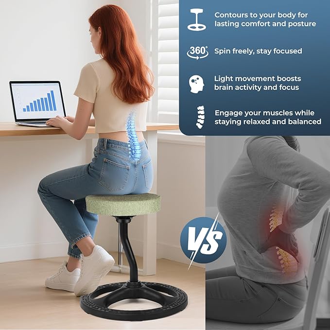 ADHD Chair for Kids, Yoga Chairs for Adults, Wobble Stool Active Flexible Seating Desk Chair with Non-Slip Base and Washable Seat Cover for Stability, Balance, Yoga, Office, School, Classroom