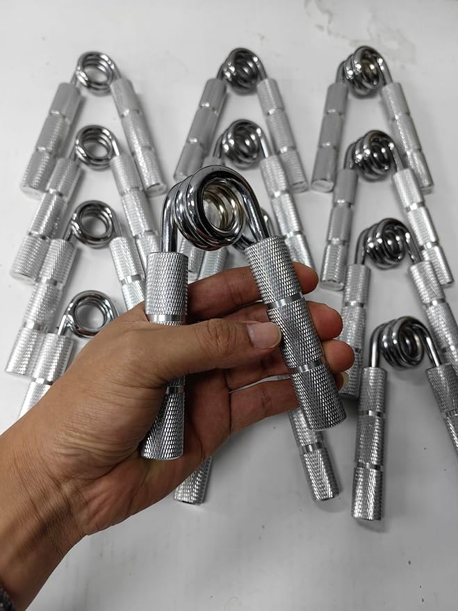 Silver Metal Hand Grip Set, 50LB-400LB No Slip Heavy-Duty Grip Strengthener Great Wrist & Forearm Hand Exerciser, Home Gym, Hand Gripper Grip Strength Trainer