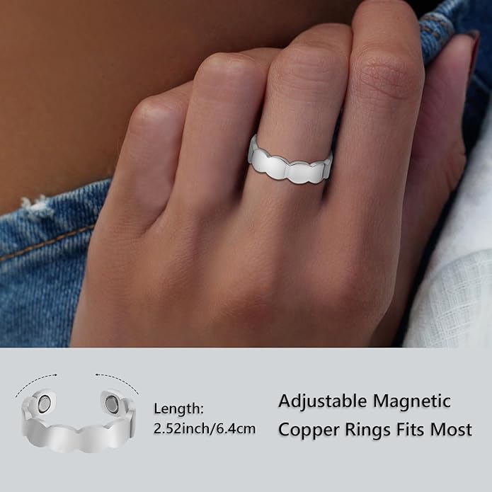 BioMag Copper Rings for Women, 99.99% Pure Copper Magnetic Rings Thumb Rings for Lymphatic Drainage, Adjustable Jewelry Gifts for Women