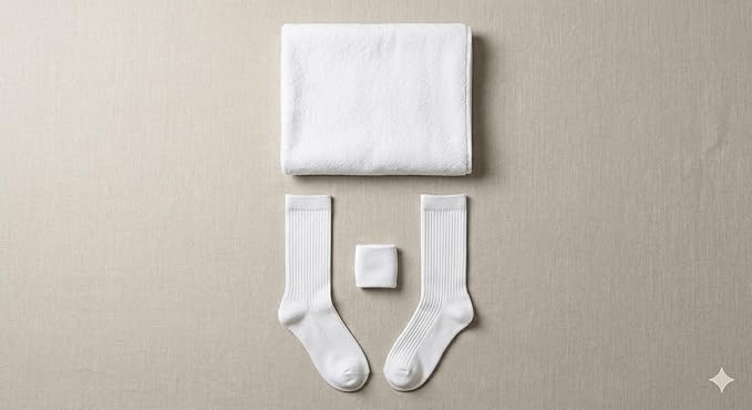 Personalized Women's Fitness Starter Pack, White Rayon Bamboo Towel with Breathable Socks and Stretch Wristband, Soft Workout and Yoga Set
