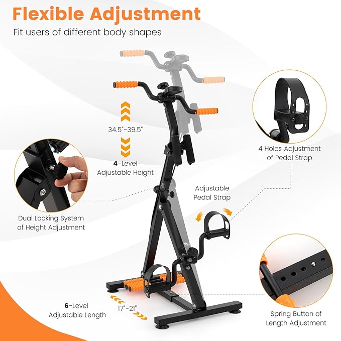 GYMAX Pedal Exercise Bike for Seniors, Hand Arm Leg and Knee Fitness Machine with Massage, LCD Monitor, Adjustable Height and Length for Total Body, Home Exercise Equipment for Elderly