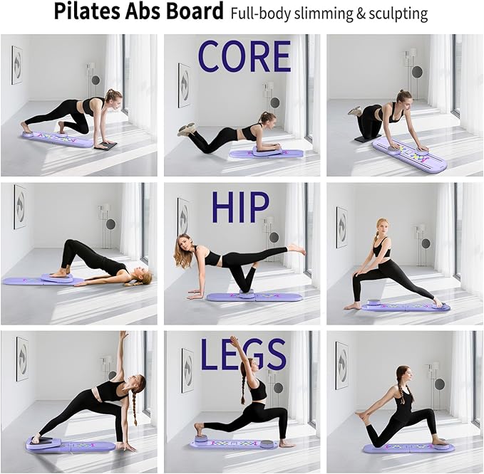 Pilates Board, Foldable Pilates Reformer Set for Home Workout with Timer, 6-in-1 Multifunctional Portable Reformer Pilates Machine at Home Pilates Equipment for Fitness, Exercise, Abs, Core Training